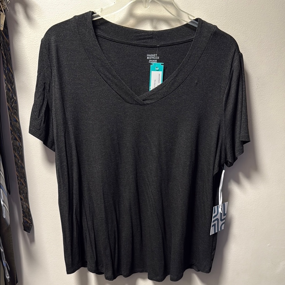 Market & Spruce Black Relaxed Short Sleeve Tee